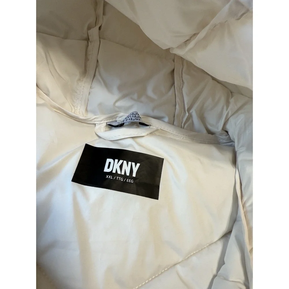 NWT DKNY Women's Hooded Scuba Puffer Coat White‎ Size XXL